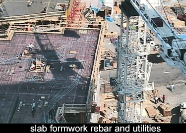 formwork, rebar and utilities for floor slab